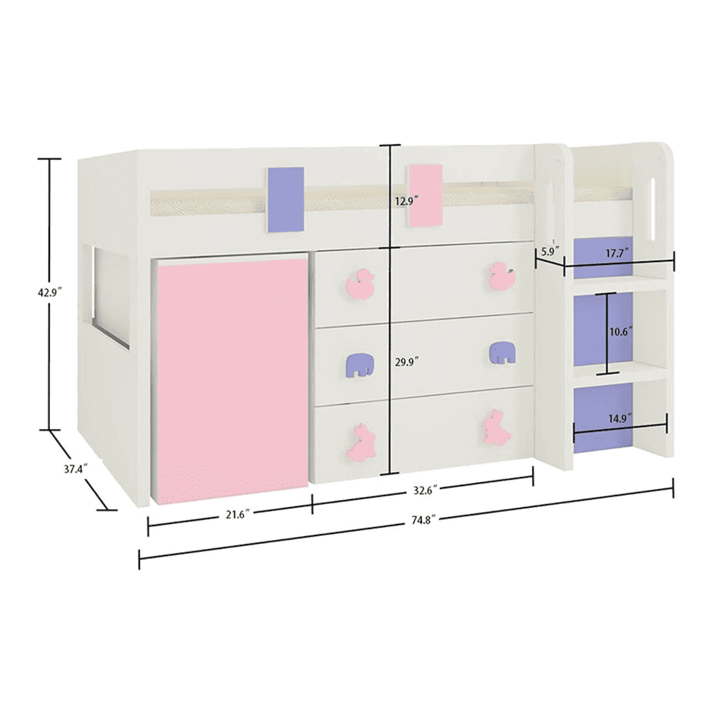 Sonoma Engineered Wood Drawer Storage Bed in pink Colour