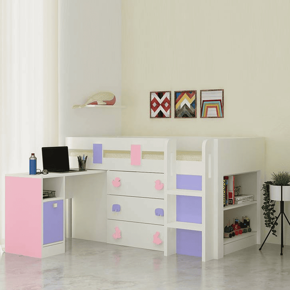 Sonoma Engineered Wood Drawer Storage Bed in pink Colour