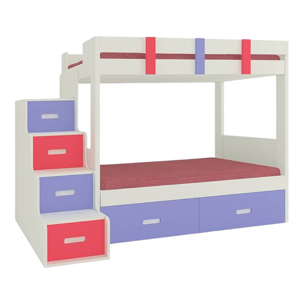 Suvina Engineered Wood Drawer Storage Bunk Bed Persian Lilac Strawberry Pink