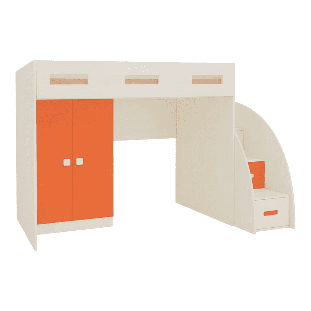 Bonita Engineered Wood Drawer and Box Storage Bed in Orange Colour