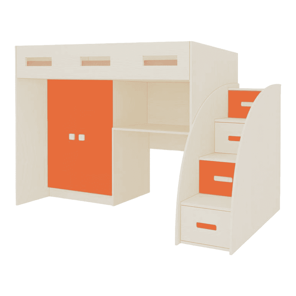 Bonita Engineered Wood Drawer and Box Storage Bed in Orange Colour