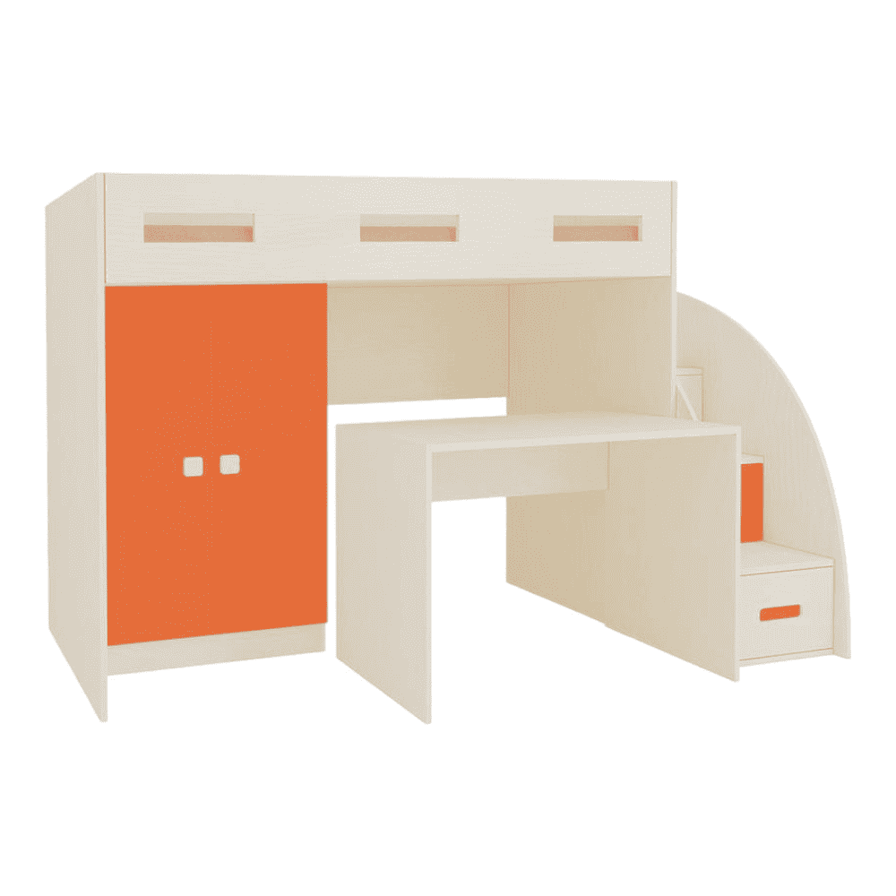 Bonita Engineered Wood Drawer and Box Storage Bed in Orange Colour