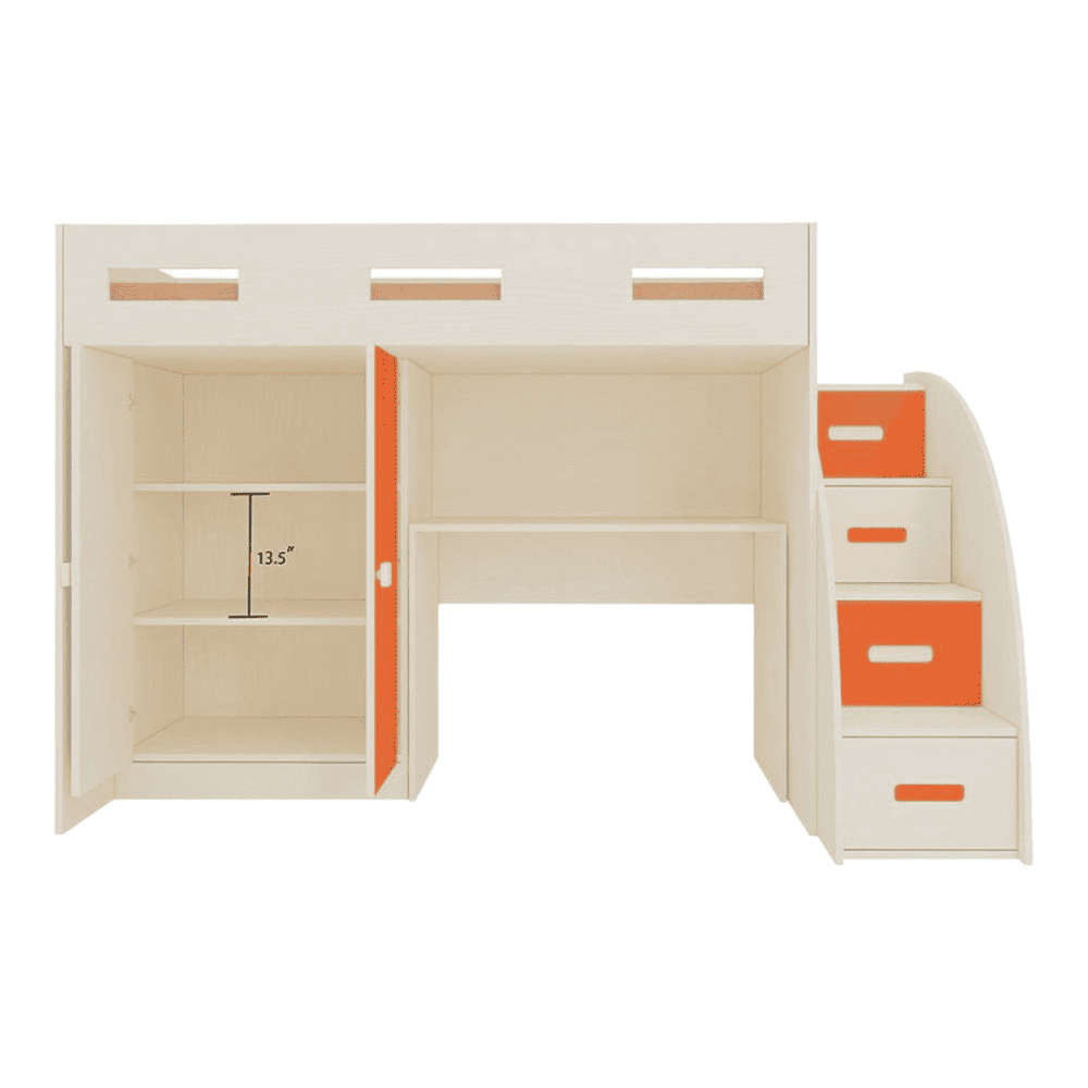 Bonita Engineered Wood Drawer and Box Storage Bed in Orange Colour
