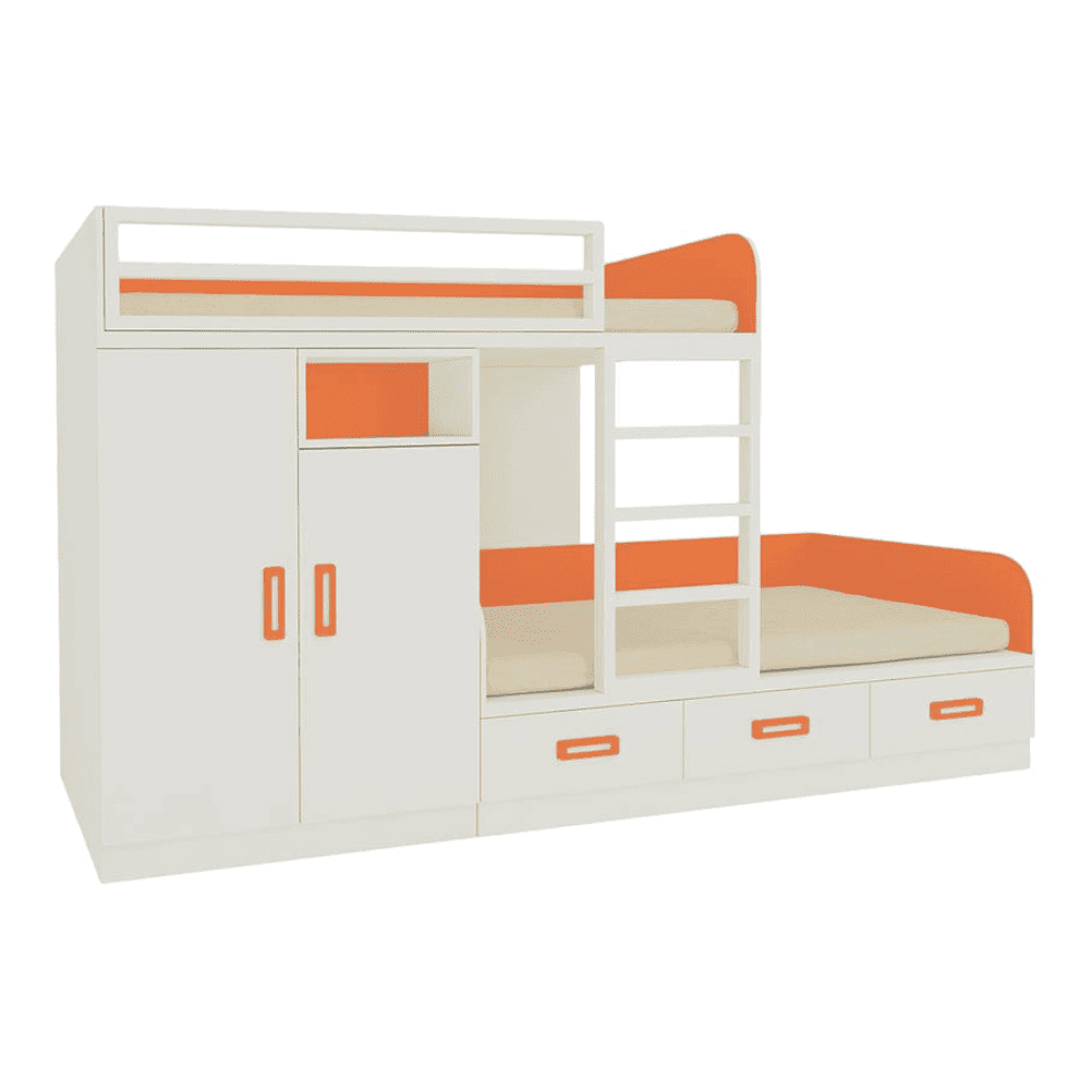 Eskada Engineered Wood Box & Drawer Storage Bunk Bed Light Orange