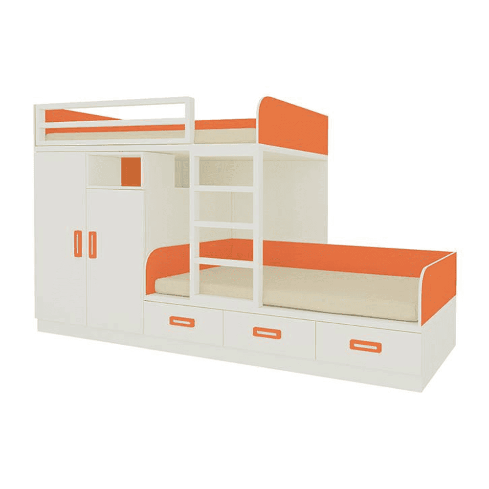 Eskada Engineered Wood Box & Drawer Storage Bunk Bed Light Orange