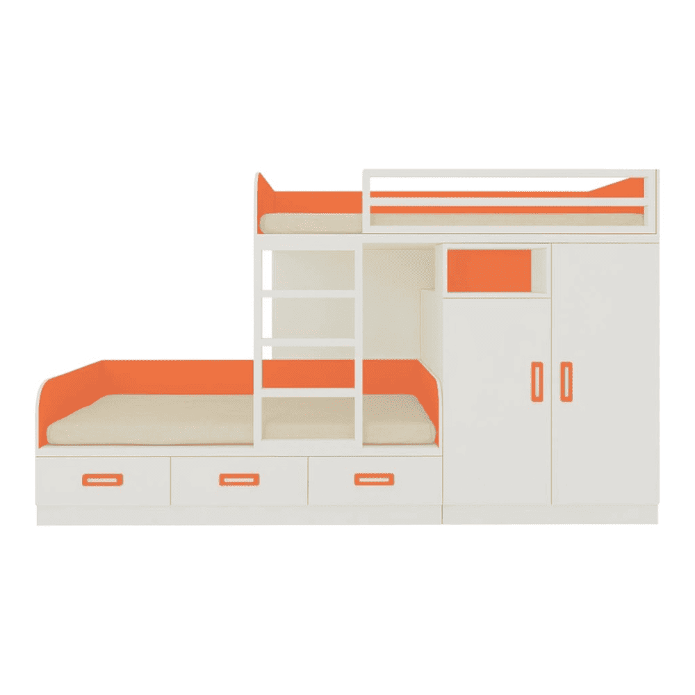 Eskada Engineered Wood Box & Drawer Storage Bunk Bed Orange