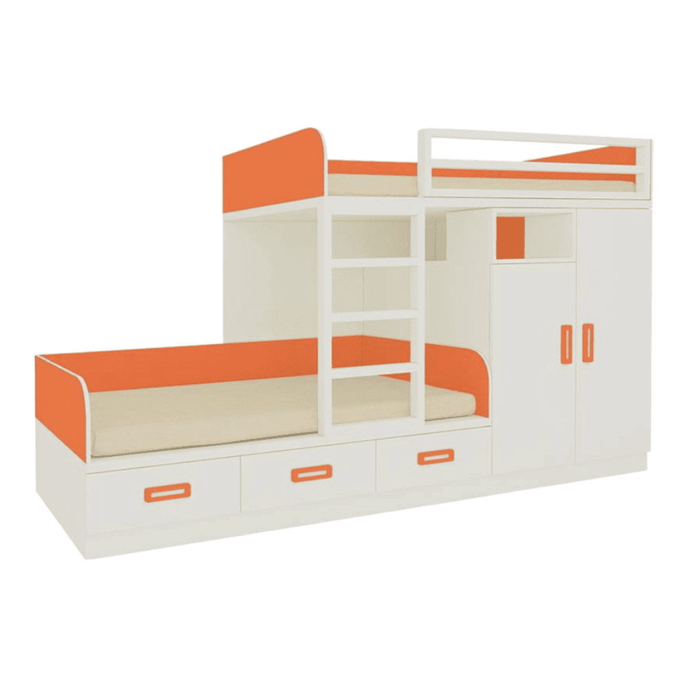 Eskada Engineered Wood Box & Drawer Storage Bunk Bed Orange