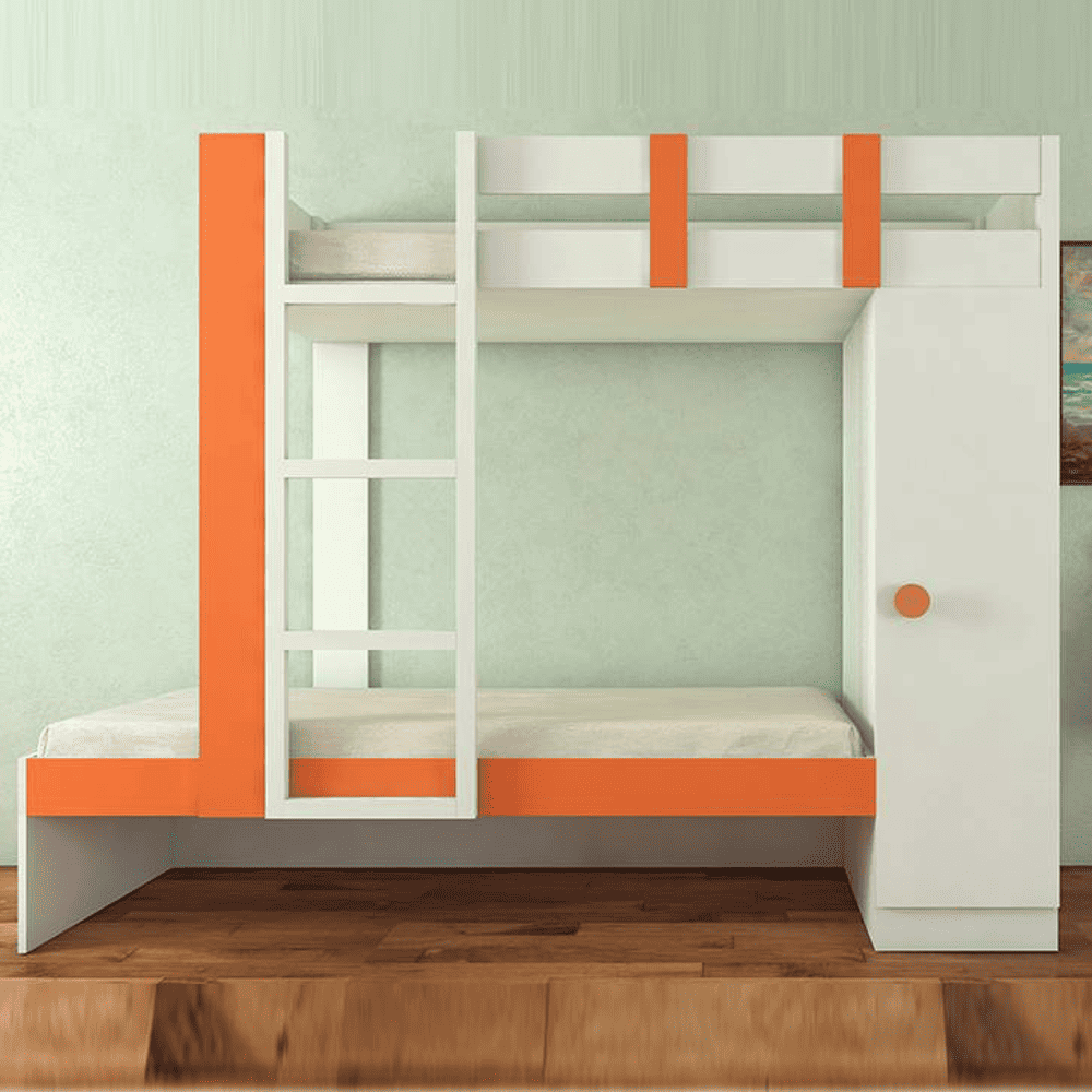 Evita Engineered Wood Box Storage Bunk Bed Light Orange