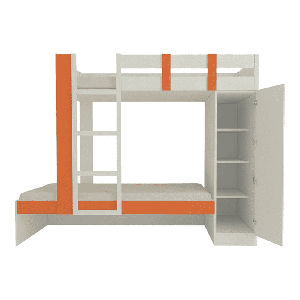 Evita Engineered Wood Box Storage Bunk Bed Light Orange