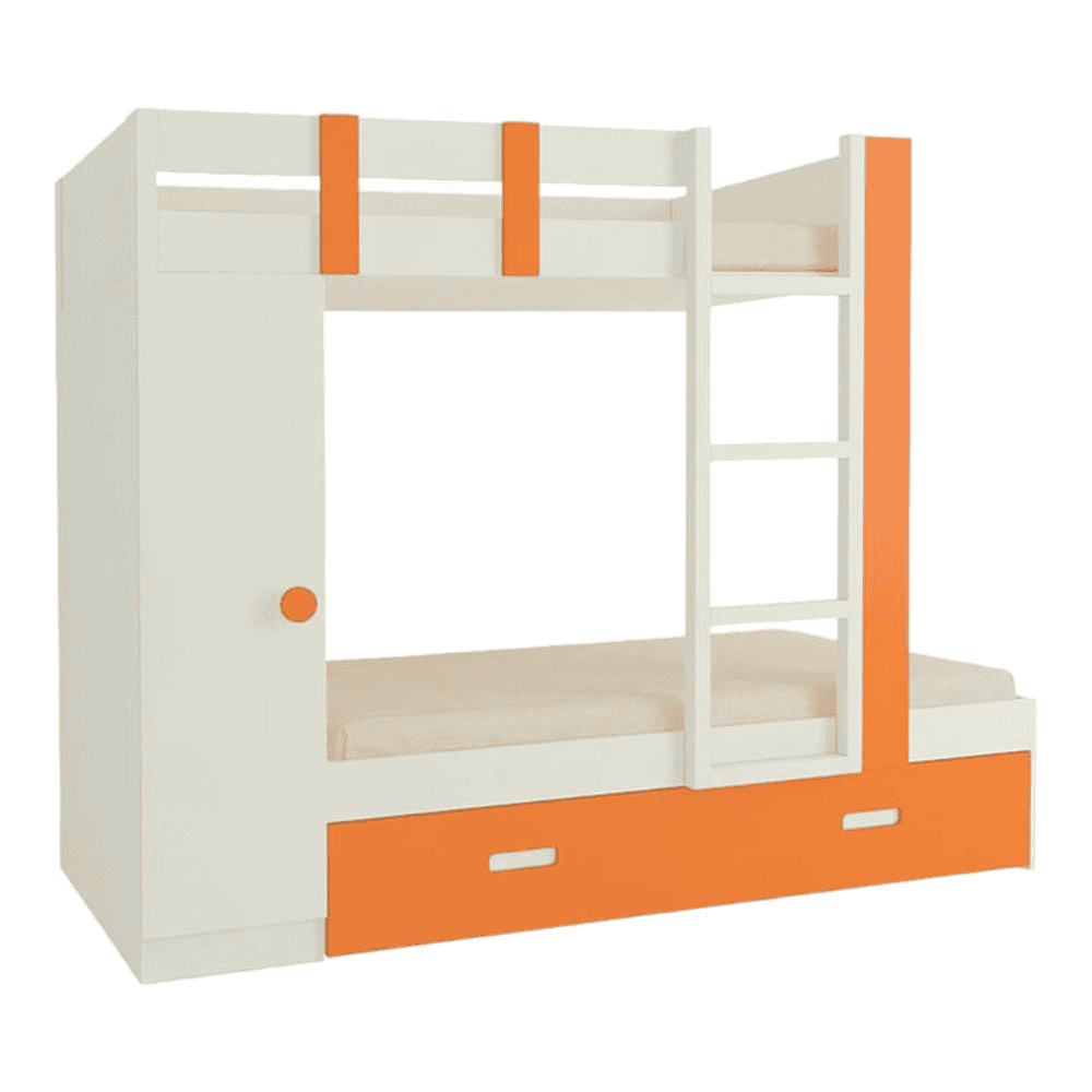 Evita Trundle Engineered Wood Box Storage Bunk Bed Light Orange