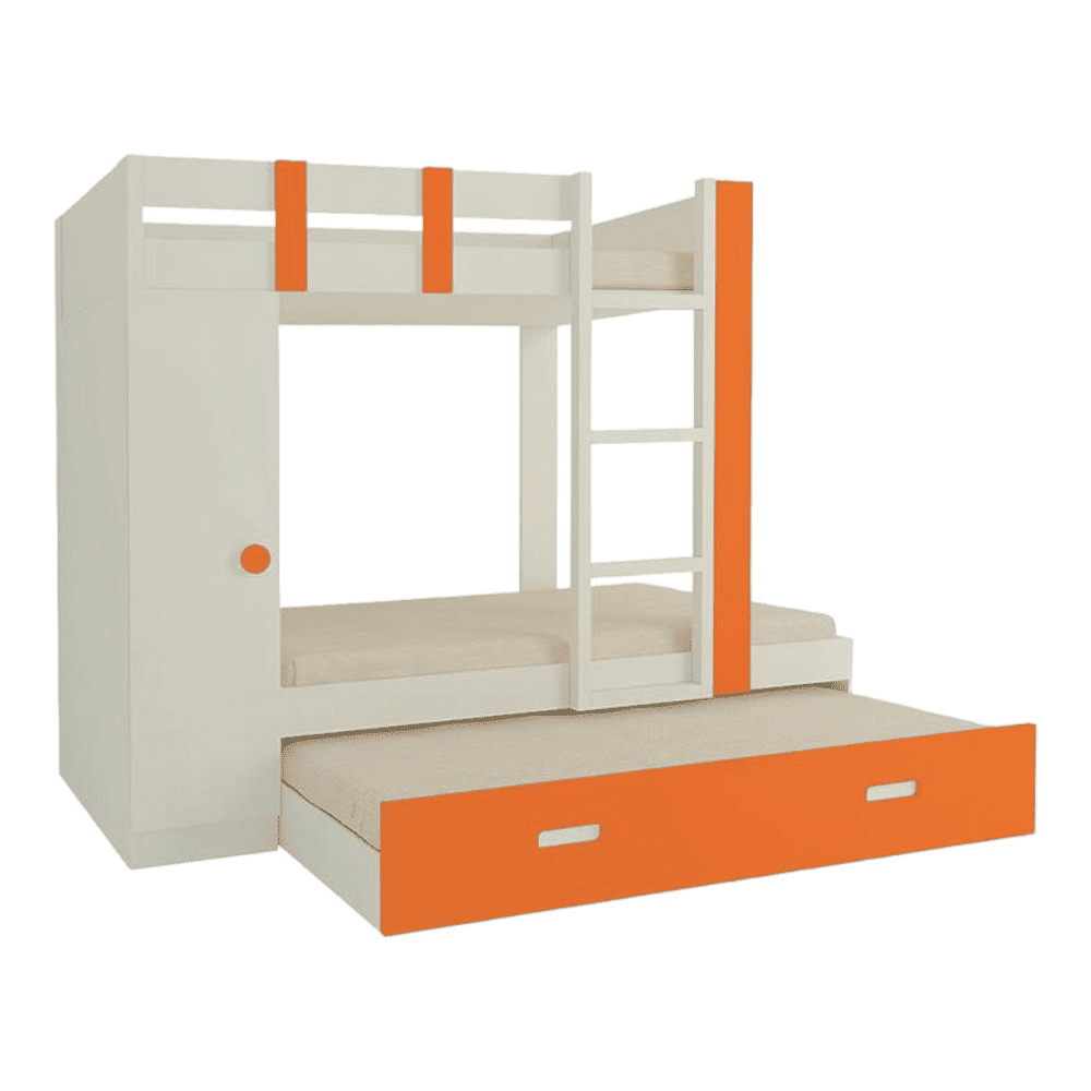 Evita Trundle Engineered Wood Box Storage Bunk Bed Light Orange