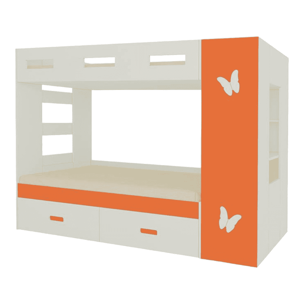 Rio Engineered Wood Box & Drawer Storage Bunk Bed Light Orange