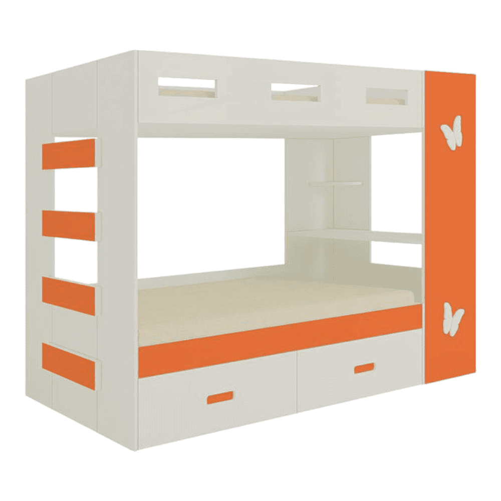 Rio Engineered Wood Box & Drawer Storage Bunk Bed Light Orange