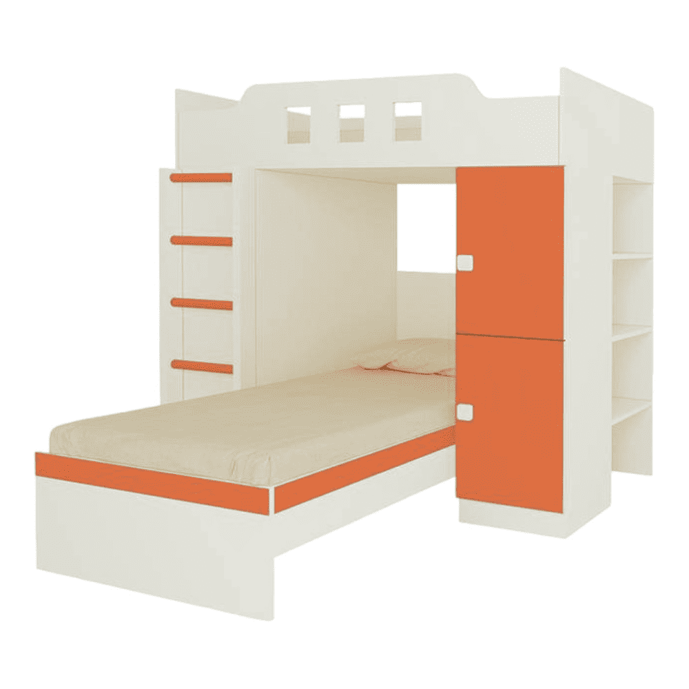 Siona Engineered Wood Box & Drawer Storage Bunk Bed Light Orange