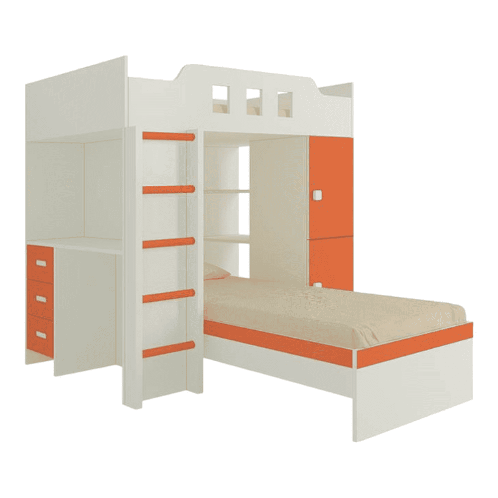 Siona Engineered Wood Box & Drawer Storage Bunk Bed Light Orange