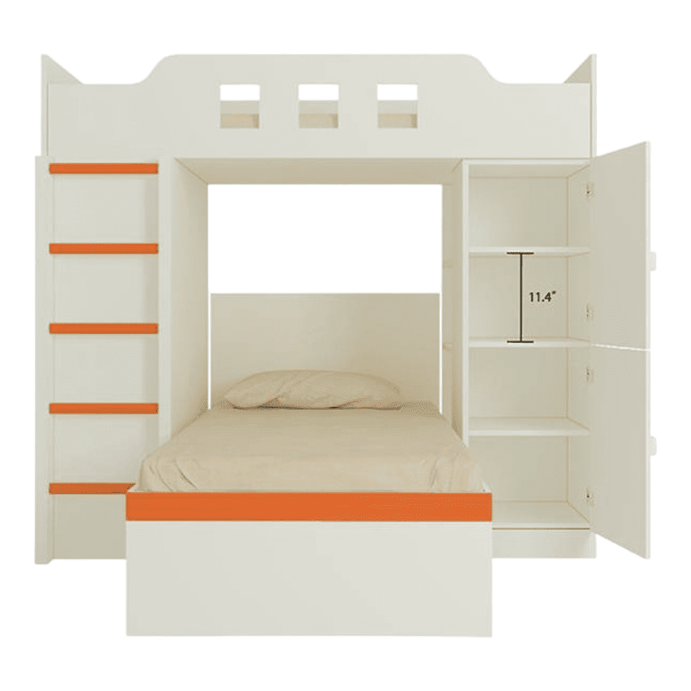 Siona Engineered Wood Box & Drawer Storage Bunk Bed Light Orange