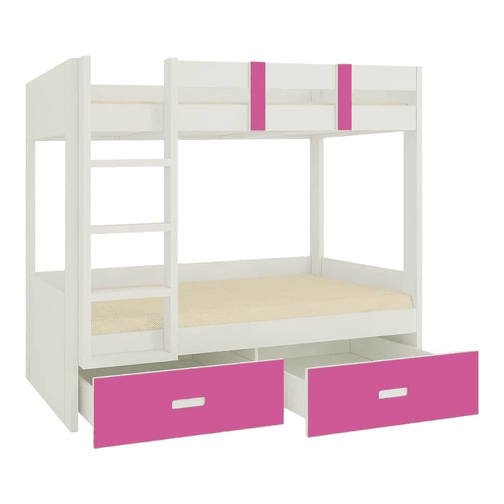 Adonica Engineered Wood Drawer Storage Bunk Bed Barbie Pink