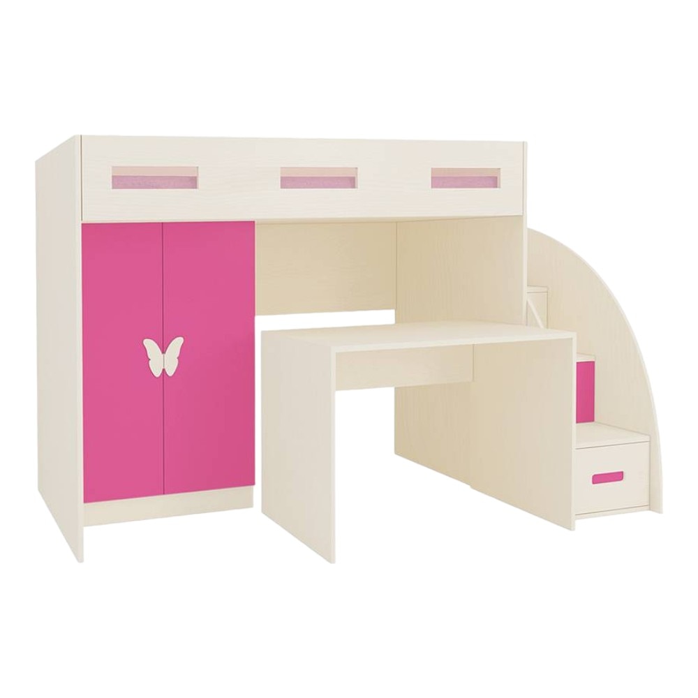 Bonita Engineered Wood Drawer and Box Storage Bed in Pink Colour