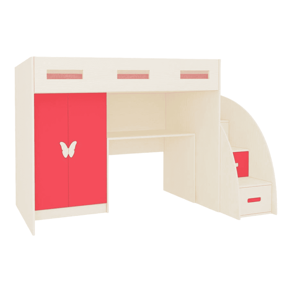 Bonita Engineered Wood Drawer and Box Storage Bed in Pink Colour
