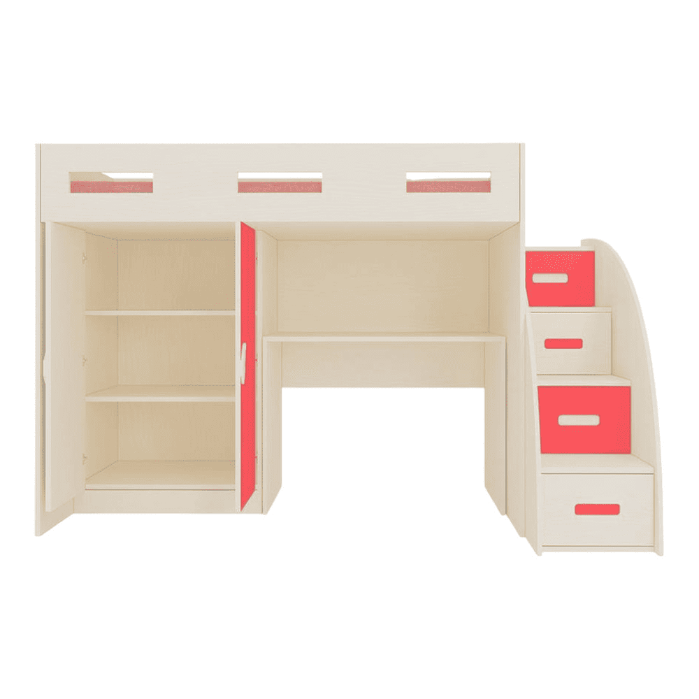 Bonita Engineered Wood Drawer and Box Storage Bed in Pink Colour