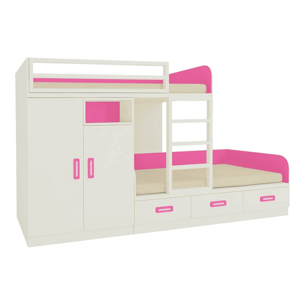 Eskada Engineered Wood Box & Drawer Storage Bunk Bed Barbie Pink