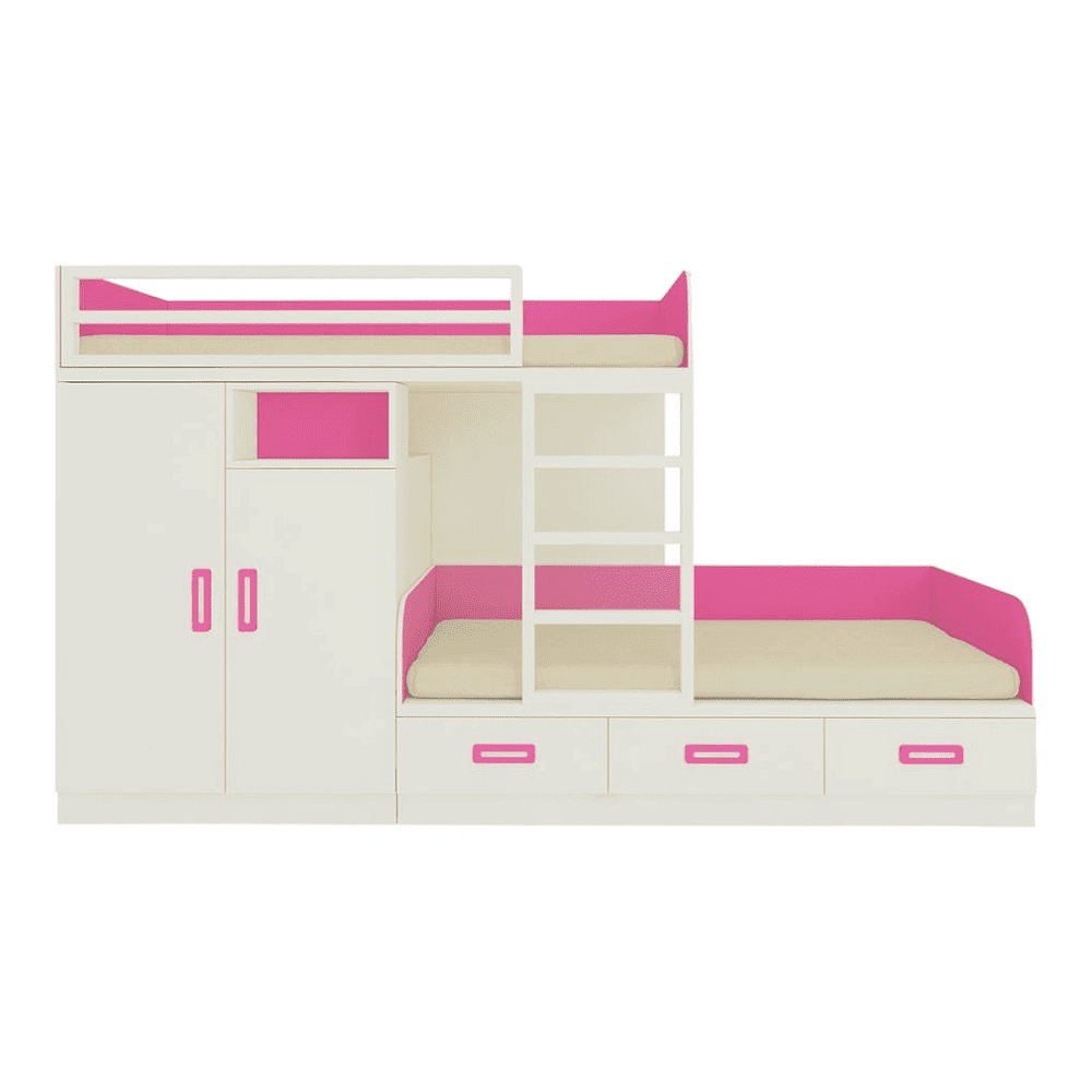 Eskada Engineered Wood Box & Drawer Storage Bunk Bed Barbie Pink