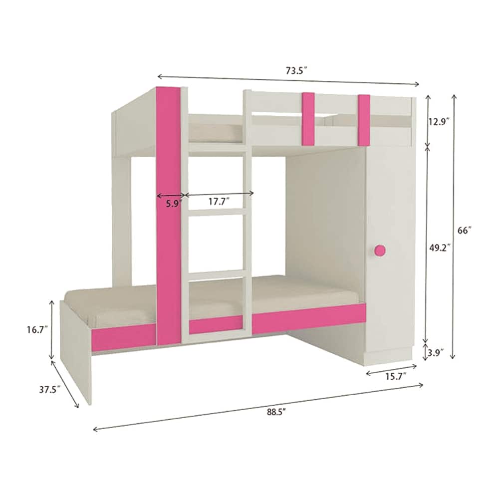 Evita Engineered Wood Box Storage Bunk Bed Barbie Pink