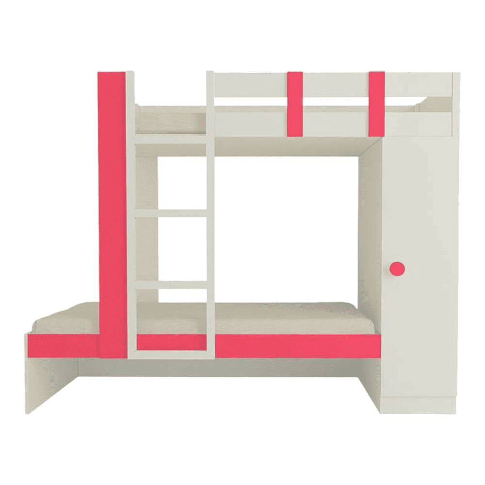 Evita Engineered Wood Box Storage Bunk Bed Strawberry Pink