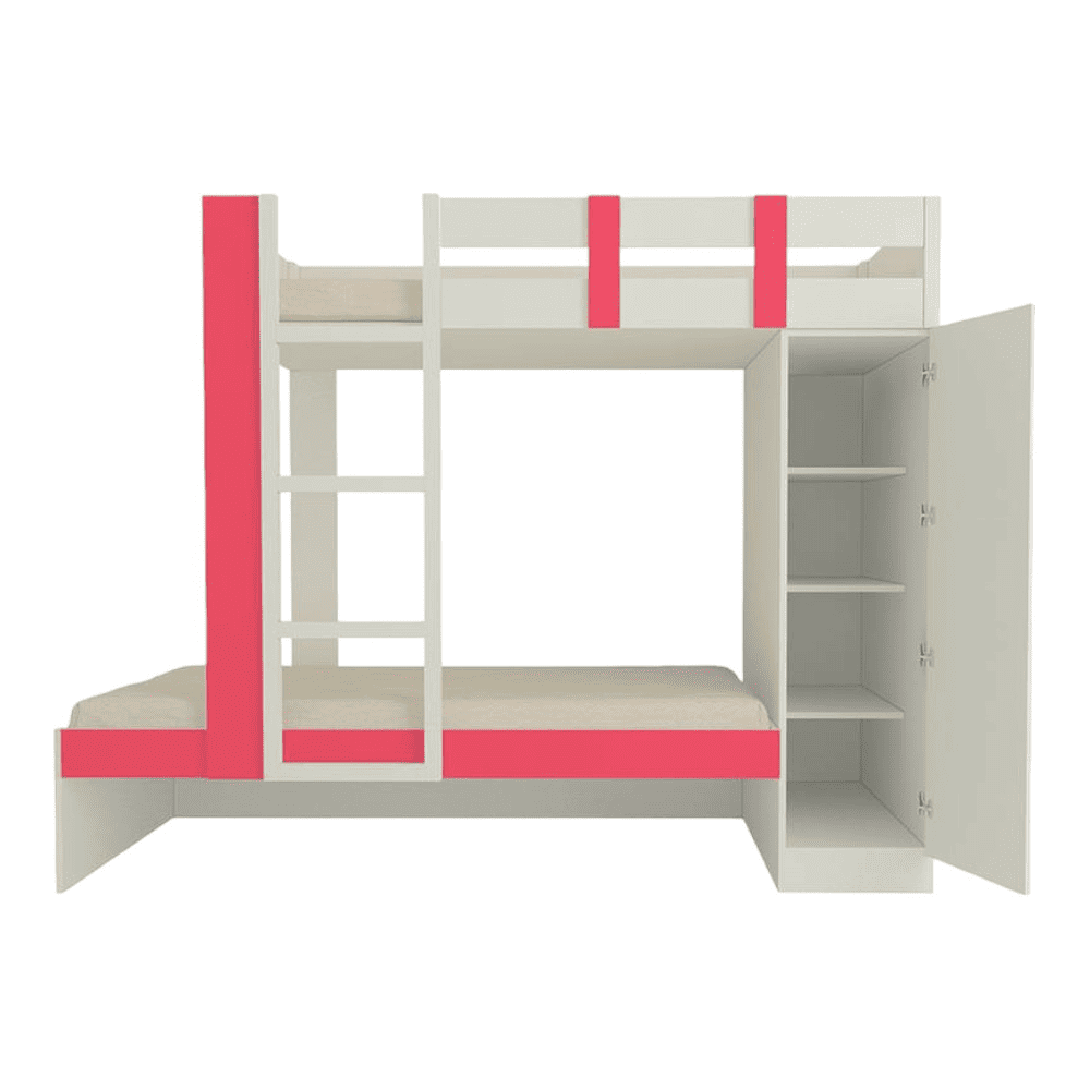Evita Engineered Wood Box Storage Bunk Bed Strawberry Pink