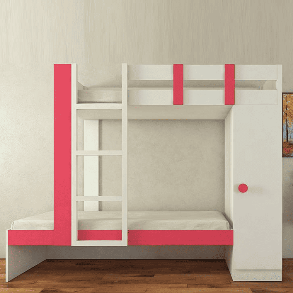 Evita Engineered Wood Box Storage Bunk Bed Strawberry Pink