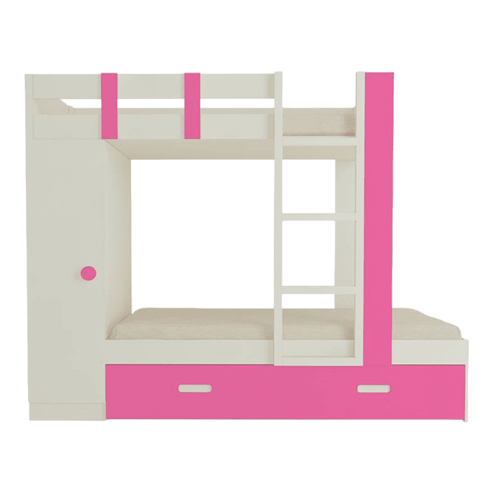 Evita Trundle Engineered Wood Box Storage Bunk Bed Barbie Pink