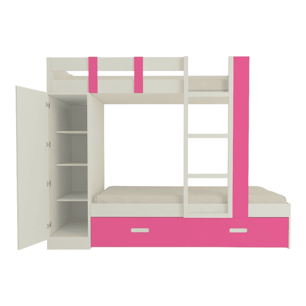 Evita Trundle Engineered Wood Box Storage Bunk Bed Barbie Pink