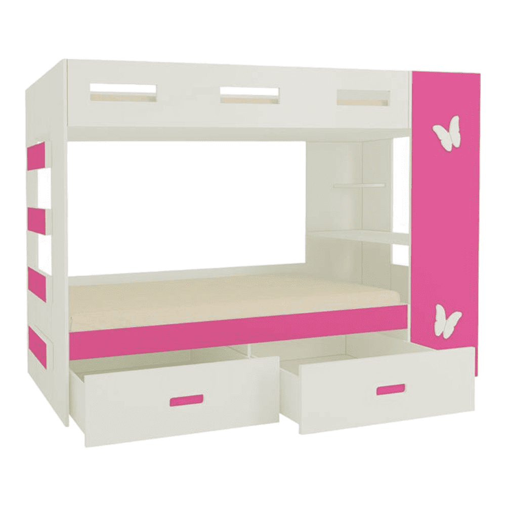 Rio Engineered Wood Box & Drawer Storage Bunk Bed Barbie Pink