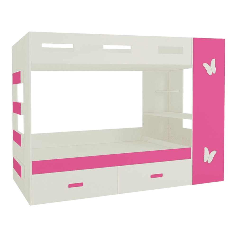 Rio Engineered Wood Box & Drawer Storage Bunk Bed Barbie Pink