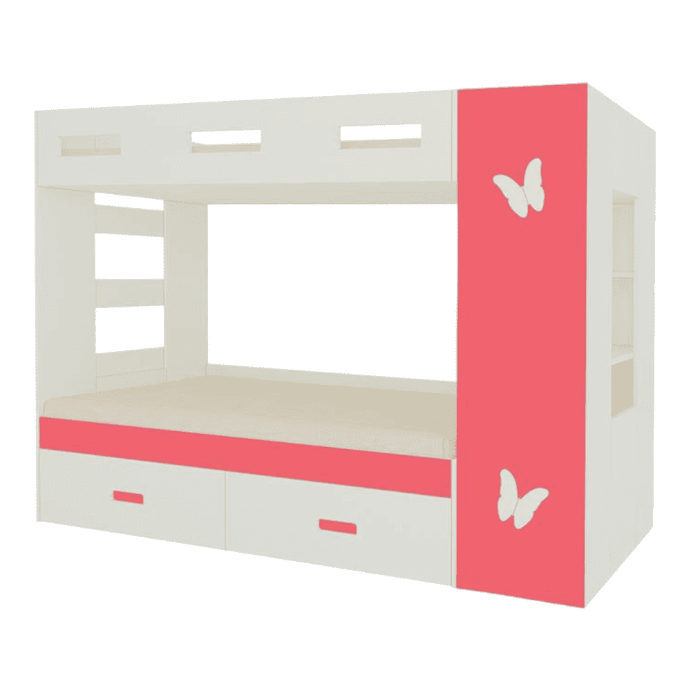 Rio Engineered Wood Box & Drawer Storage Bunk Bed Strawberry Pink