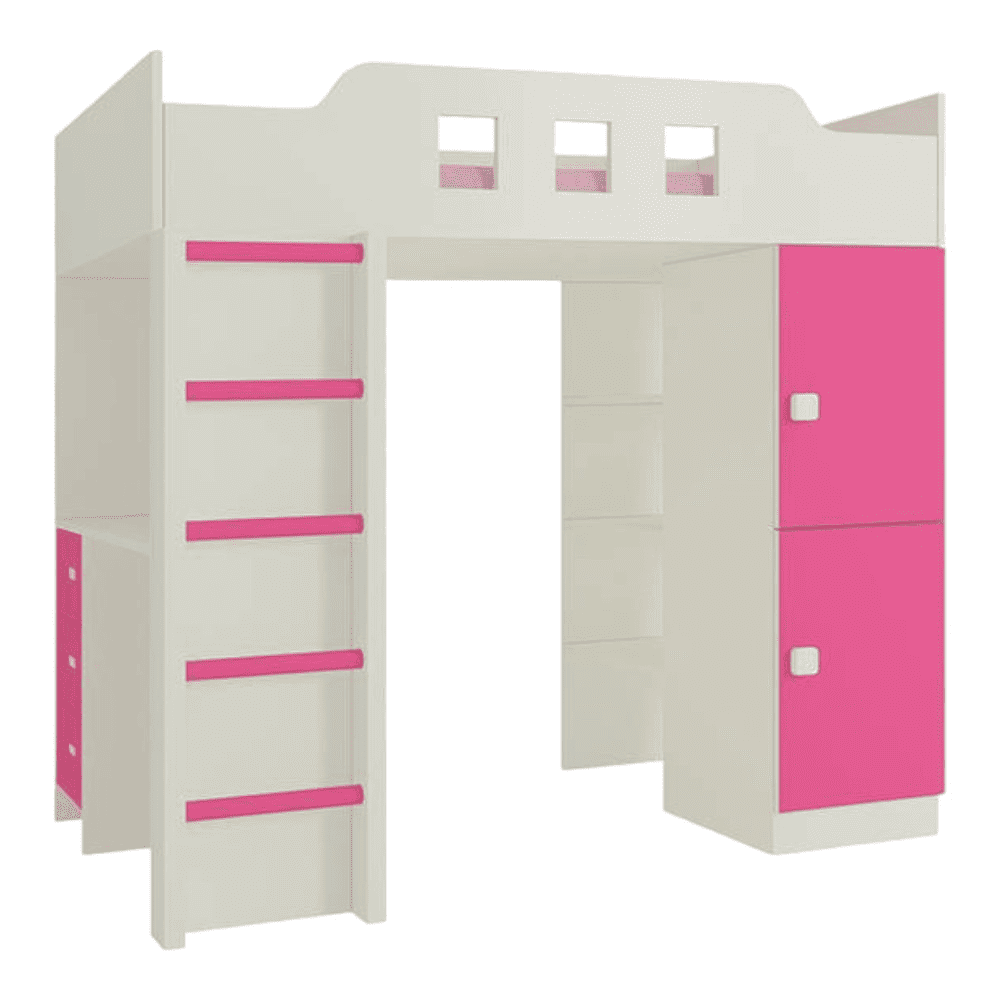 Siona Engineered Wood Box & Drawer Storage Bunk Bed Barbie Pink