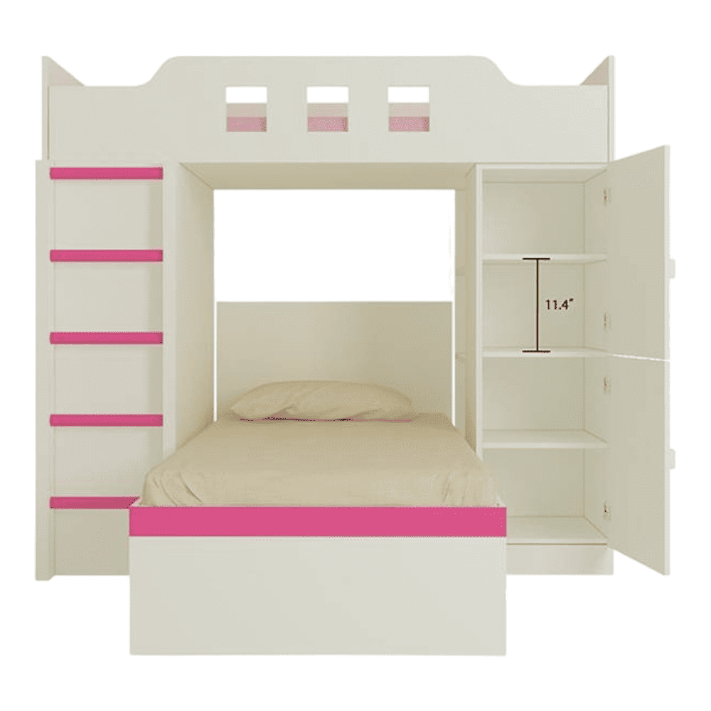 Siona Engineered Wood Box & Drawer Storage Bunk Bed Barbie Pink