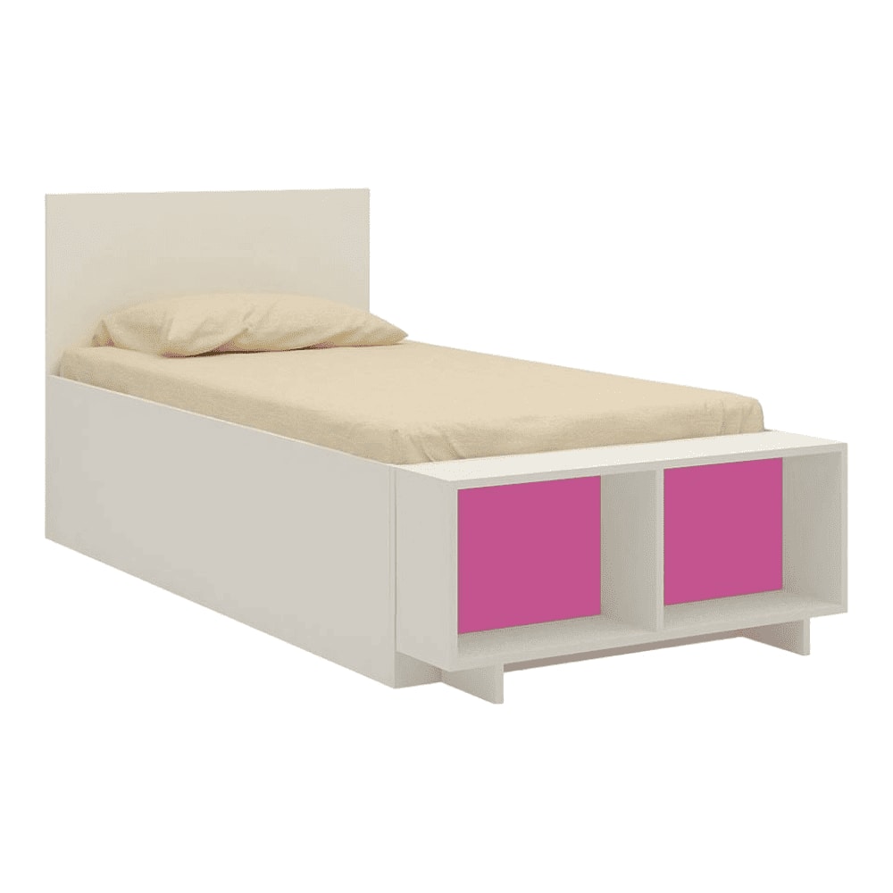 Minerva Engineered Wood Drawer Storage Bed in Pink Colour