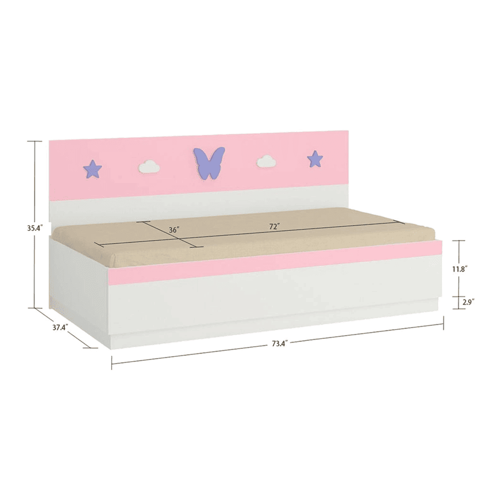 Renata Engineered Wood Box Storage Bed in Pink Colour