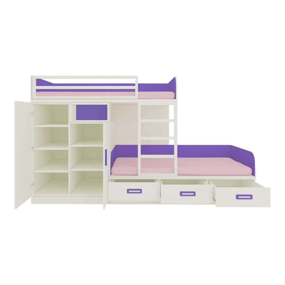 Eskada Engineered Wood Box & Drawer Storage Bunk Bed Lavender Purple