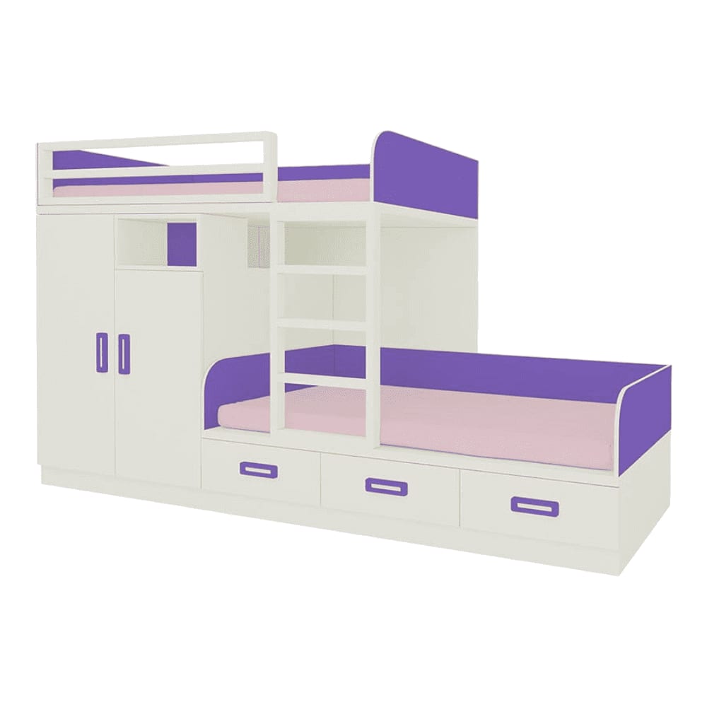 Eskada Engineered Wood Box & Drawer Storage Bunk Bed Lavender Purple