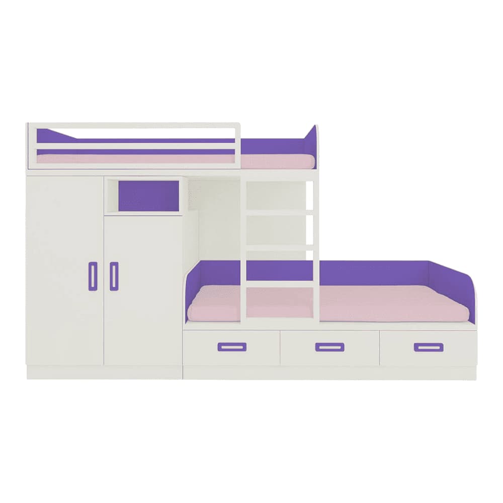 Eskada Engineered Wood Box & Drawer Storage Bunk Bed Lavender Purple