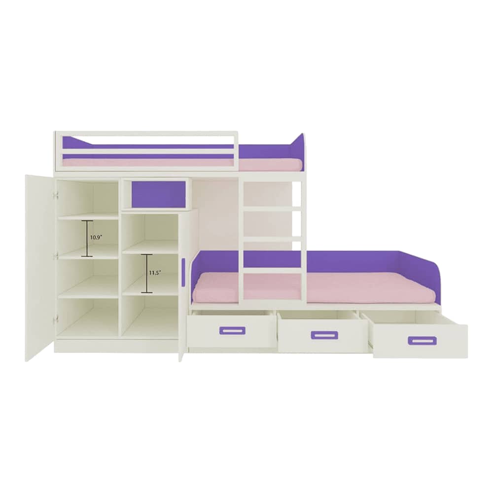 Eskada Engineered Wood Box & Drawer Storage Bunk Bed Lavender Purple