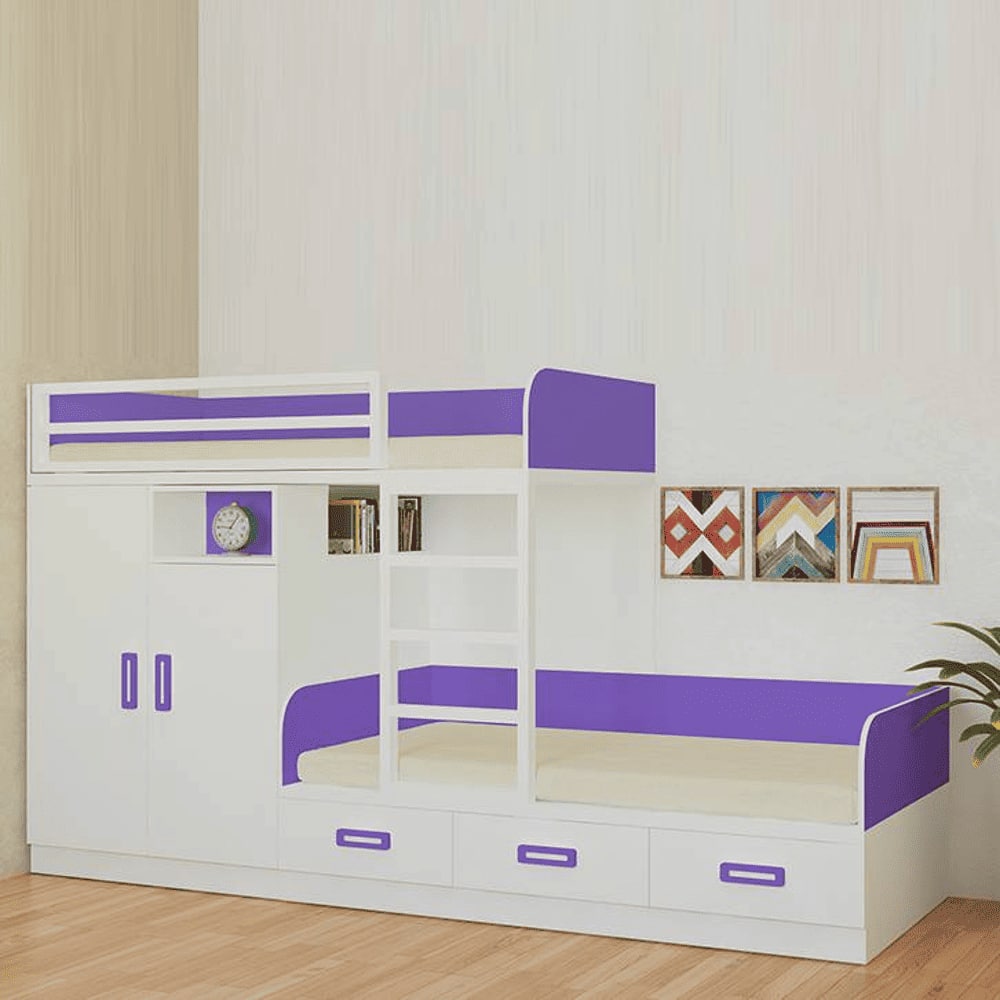 Eskada Engineered Wood Box & Drawer Storage Bunk Bed Lavender Purple
