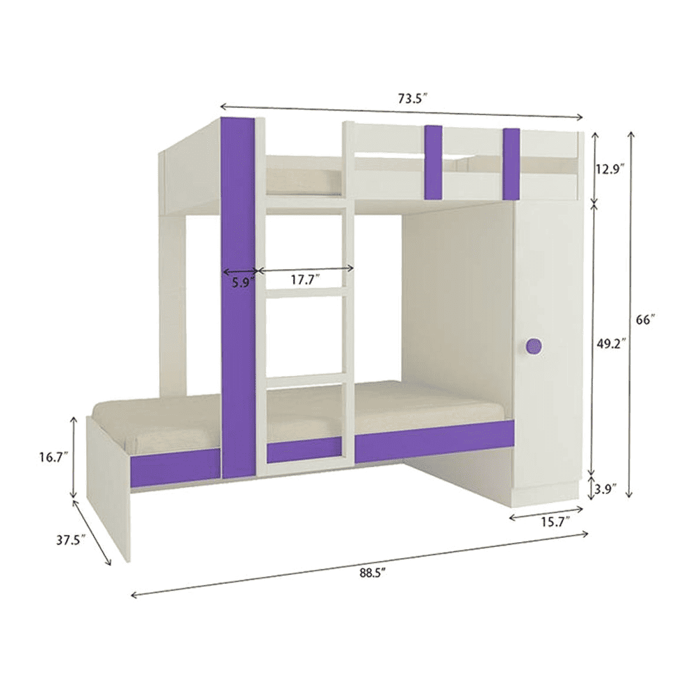 Evita Engineered Wood Box Storage Bunk Bed Lavender Purple
