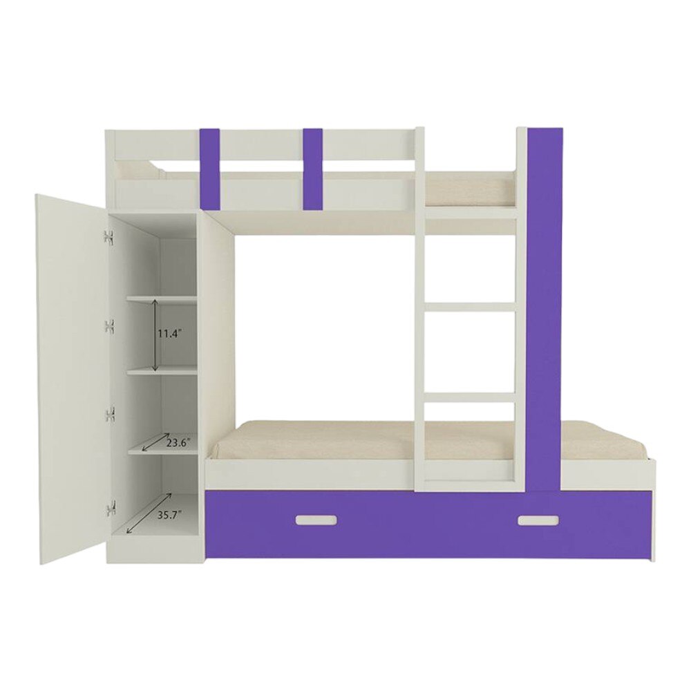 Evita Trundle Engineered Wood Box Storage Bunk Bed Lavender Purple