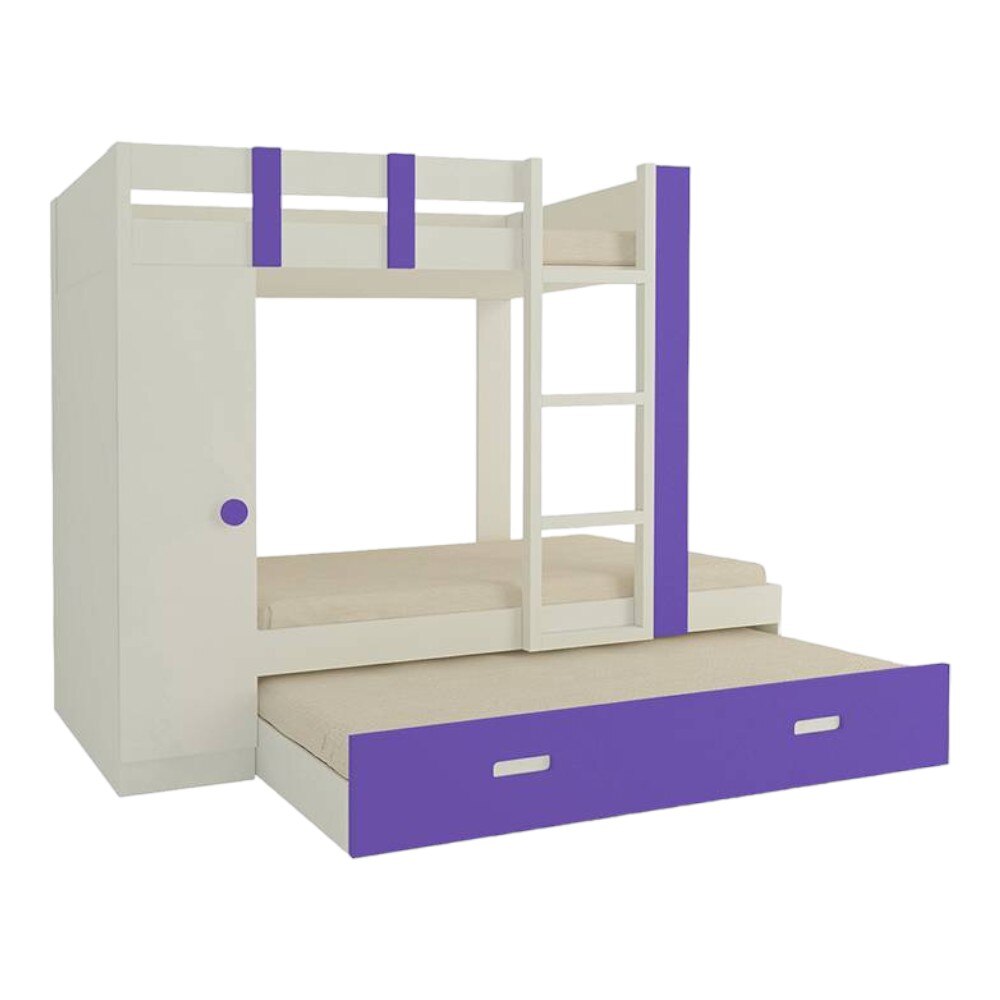 Evita Trundle Engineered Wood Box Storage Bunk Bed Lavender Purple