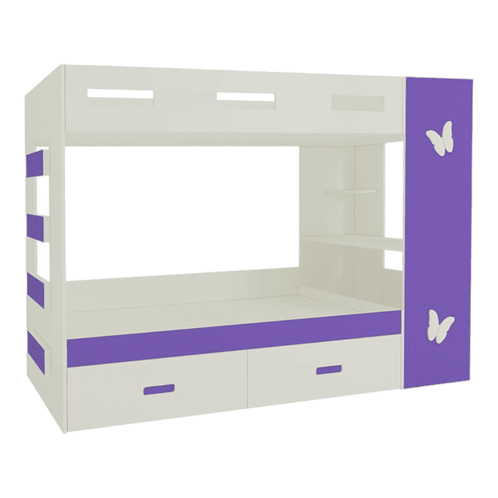 Rio Engineered Wood Box & Drawer Storage Bunk Bed Lavender Purple