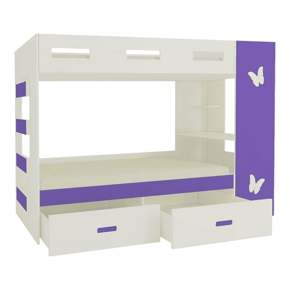 Rio Engineered Wood Box & Drawer Storage Bunk Bed Lavender Purple