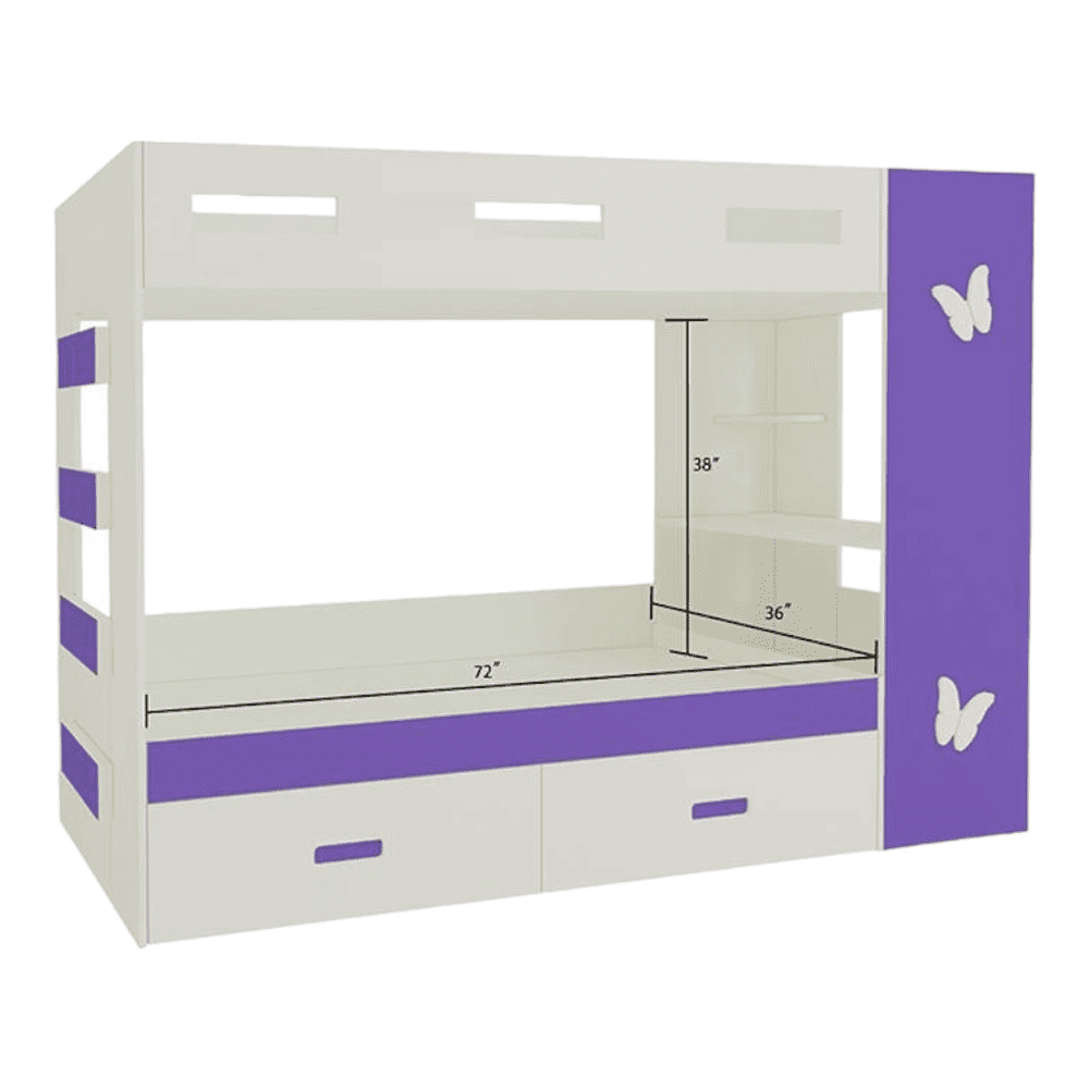 Rio Engineered Wood Box & Drawer Storage Bunk Bed Lavender Purple